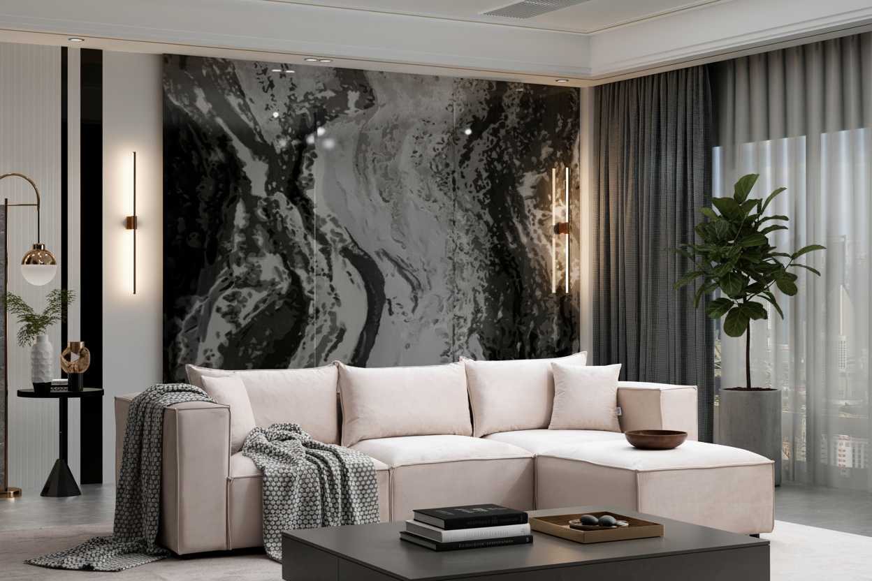 Canapé SM-élégance modulable velours Beige 3+1